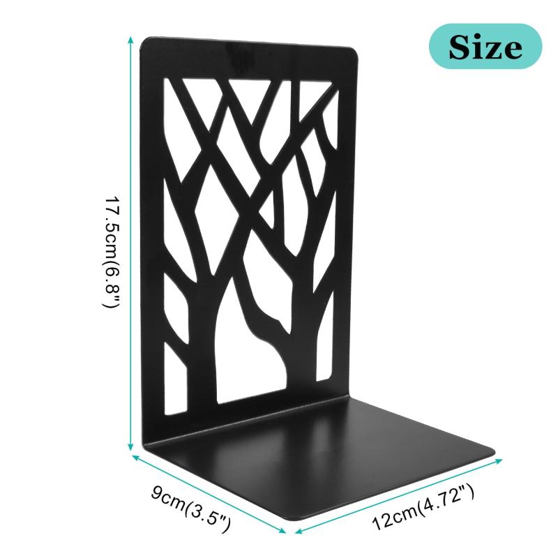 2 Pcs Metal Bookends Tree Design for Home Office School Library
