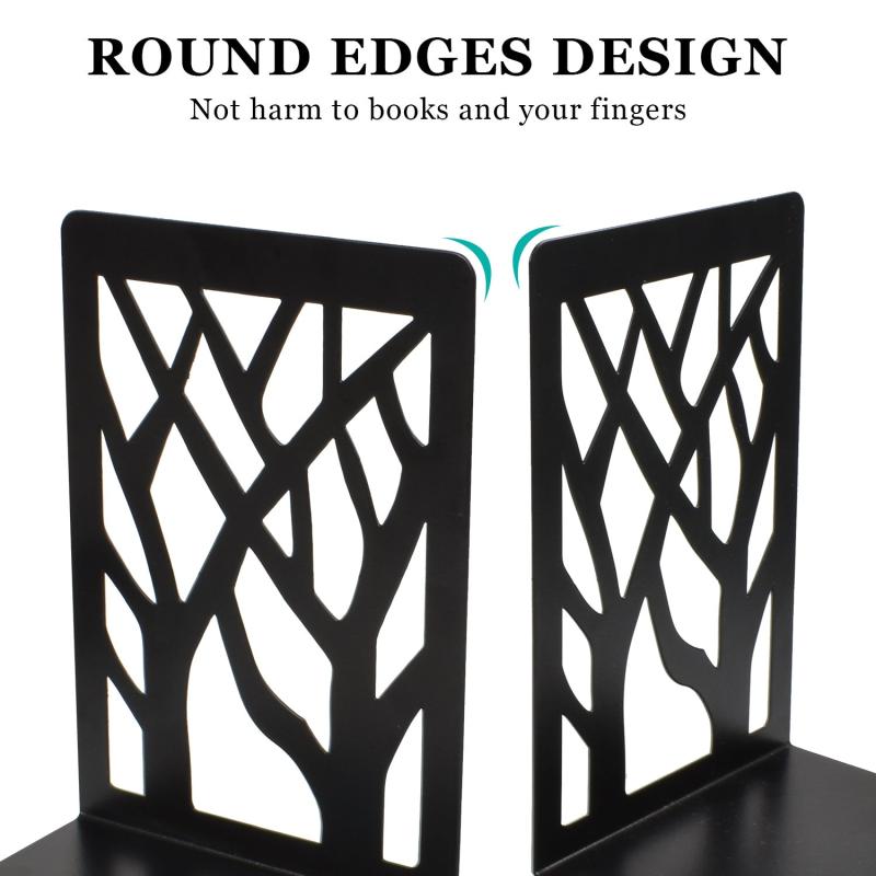 2 Pcs Metal Bookends Tree Design for Home Office School Library