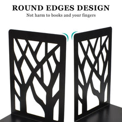 2 Pcs Metal Bookends Tree Design for Home Office School Library