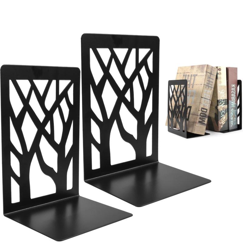 2 Pcs Metal Bookends Tree Design for Home Office School Library