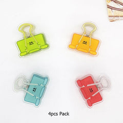 4pcs Colorful & Adorable Face Binder Clips for Organization