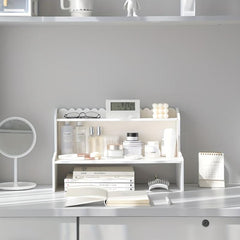 Desktop Storage Rack Wooden Double Layer Cosmetics Student Desk Storage