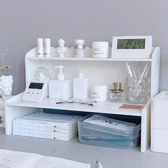Desktop Storage Rack Wooden Double Layer Cosmetics Student Desk Storage