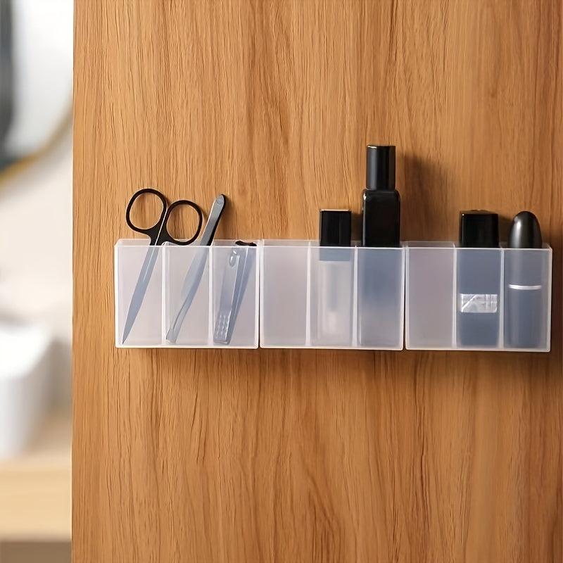 2pcs Wall Mounted 3 Grid Storage Box For Eyebrow Pencil Lipstick