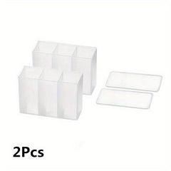 2pcs Wall Mounted 3 Grid Storage Box For Eyebrow Pencil Lipstick