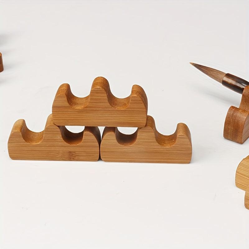 Bamboo Wooden Brush Pen Holder Calligraphy Supplies