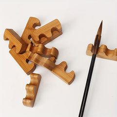 Bamboo Wooden Brush Pen Holder Calligraphy Supplies