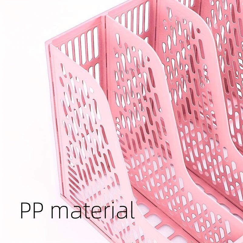 Pink Thickened Four-link File Holder Desk Storage Rack
