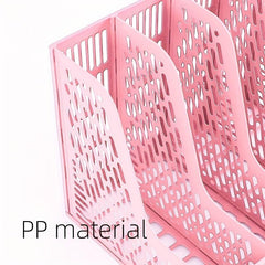 Pink Thickened Four-link File Holder Desk Storage Rack