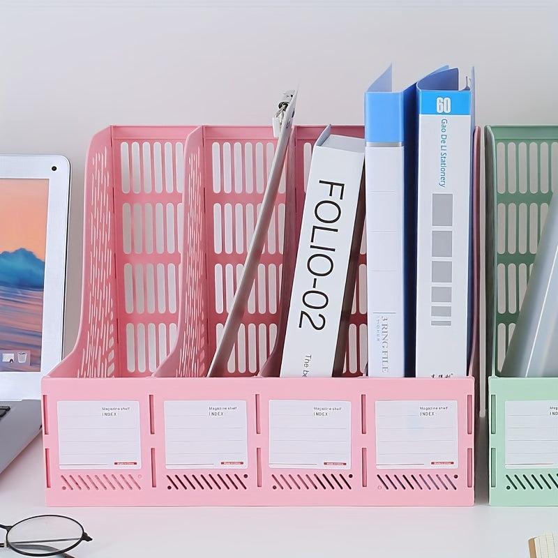 Pink Thickened Four-link File Holder Desk Storage Rack