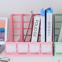 Pink Thickened Four-link File Holder Desk Storage Rack