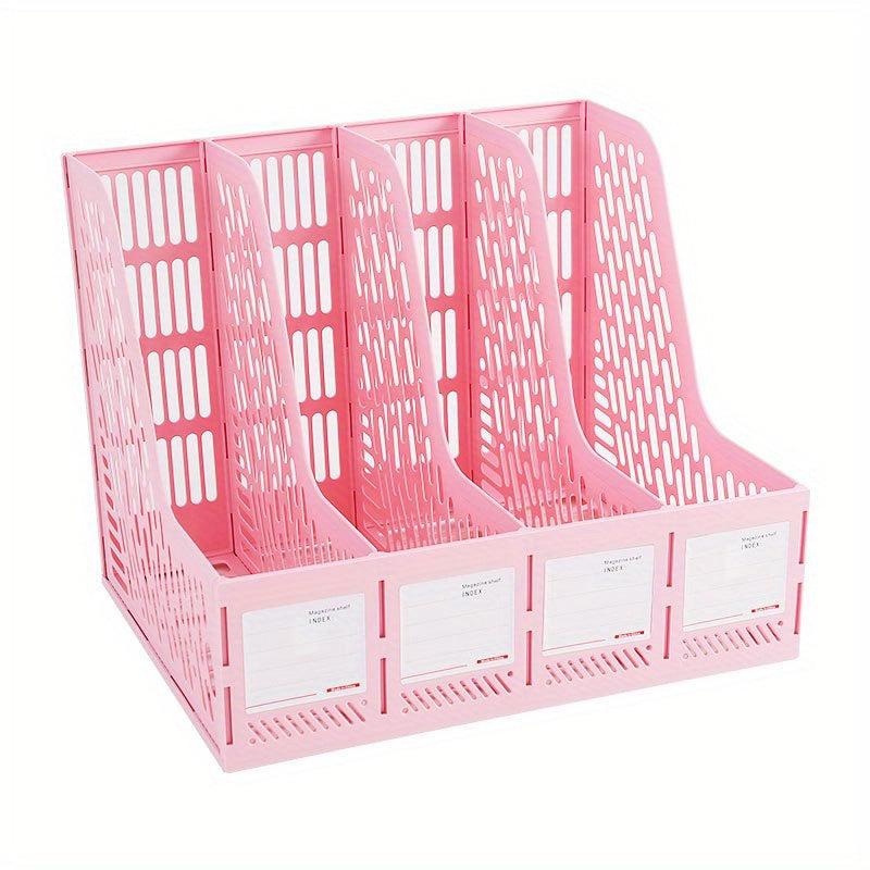 Pink Thickened Four-link File Holder Desk Storage Rack
