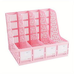 Pink Thickened Four-link File Holder Desk Storage Rack