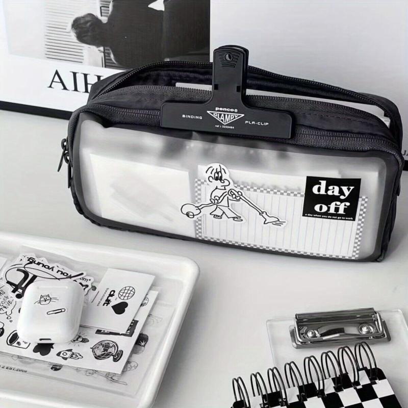 Frosted Transparent Pencil Case Double Layer Large Capacity Stationery Box