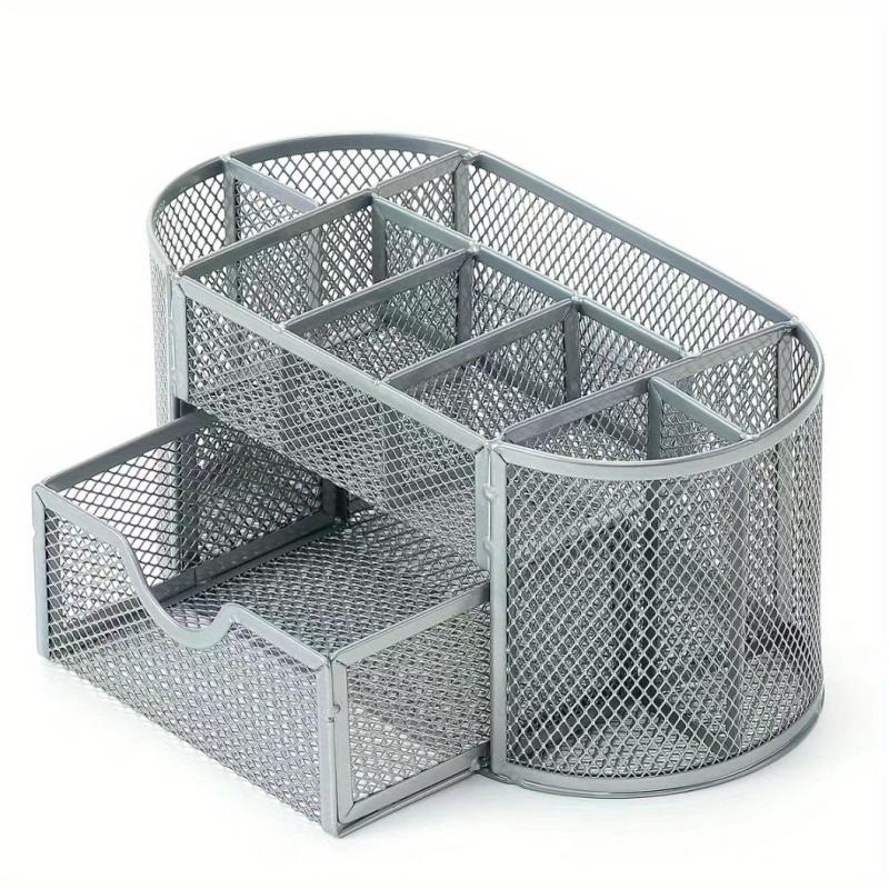 Metal Pen Holder Nine Grid Iron Art Desktop Storage Box