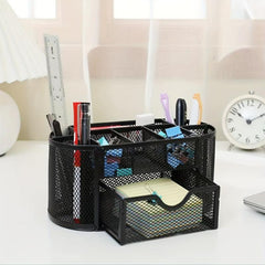 Metal Pen Holder Nine Grid Iron Art Desktop Storage Box