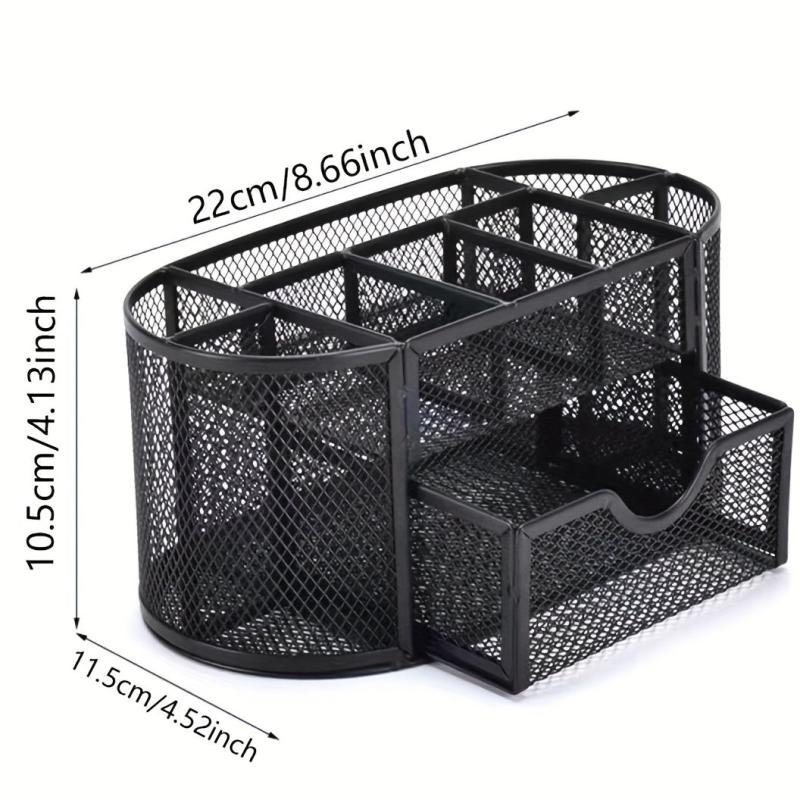 Metal Pen Holder Nine Grid Iron Art Desktop Storage Box