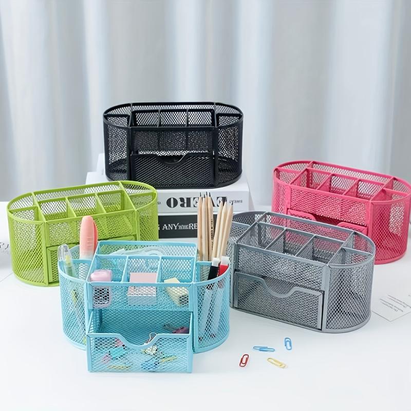 Metal Pen Holder Nine Grid Iron Art Desktop Storage Box