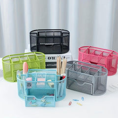 Metal Pen Holder Nine Grid Iron Art Desktop Storage Box