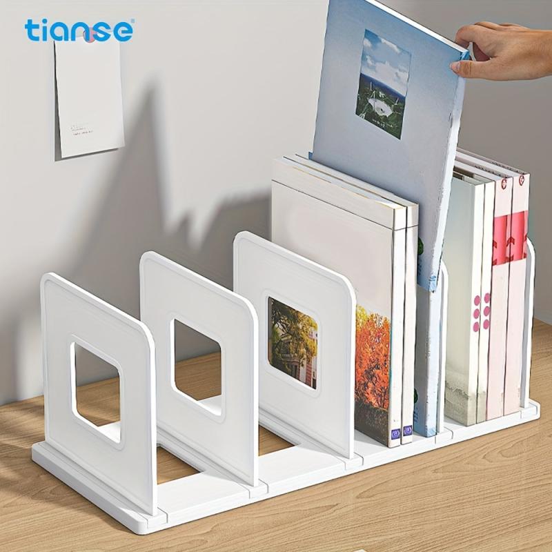 TIANSE Deskstop Bookshelf 4 Compartment Data File Organizer