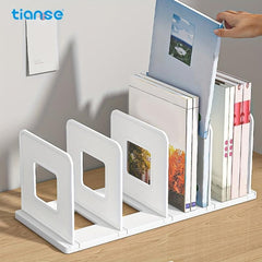 TIANSE Deskstop Bookshelf 4 Compartment Data File Organizer