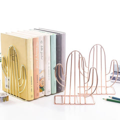 Geometric Metal Cactus Bookends for Shelf Book Stand