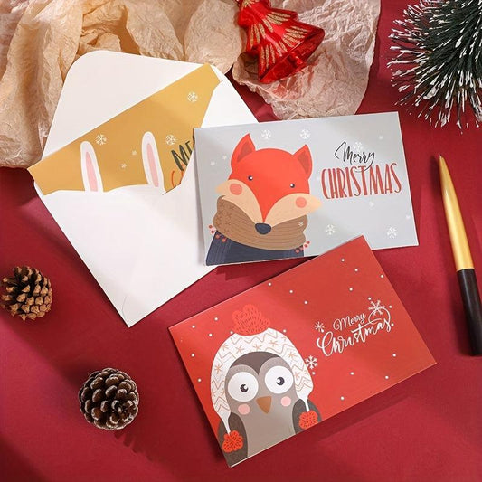 6pcs Christmas Cards Set with Envelopes & Stickers