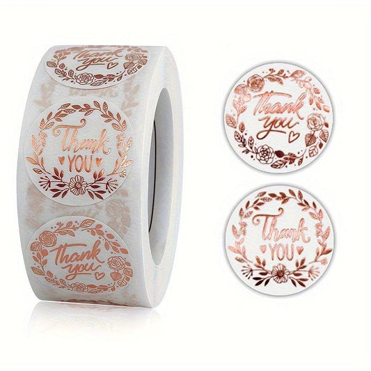 500Pcs Round 'Thank You' Sealing Stickers for Weddings & Holidays