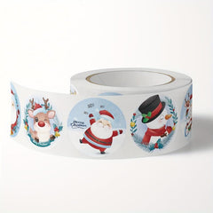 500pcs Cartoon Merry Christmas Santa Sticker Roll Xmas Cards Packa