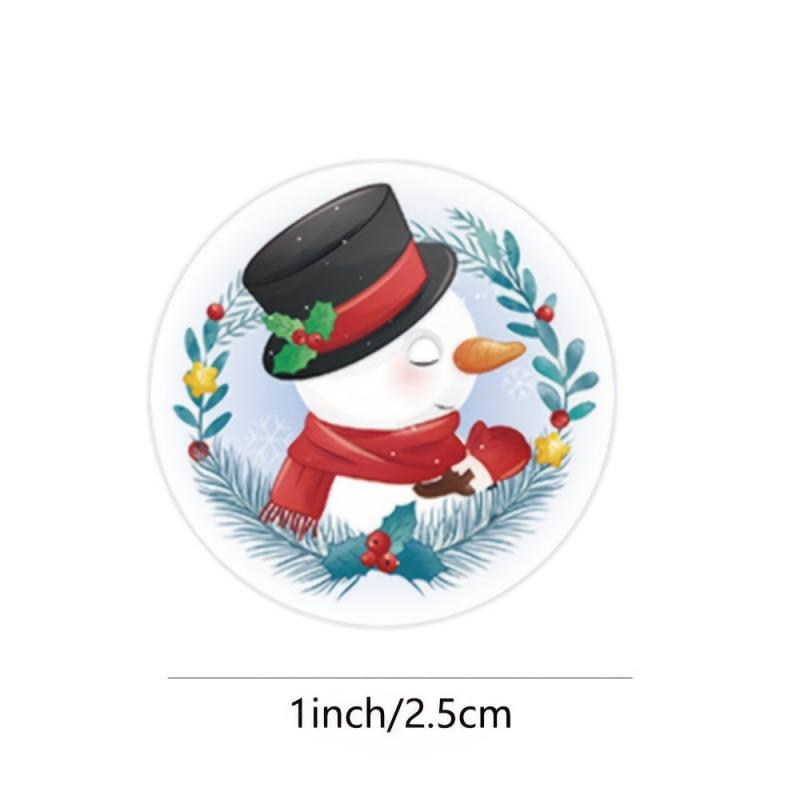 500pcs Cartoon Merry Christmas Santa Sticker Roll Xmas Cards Packa
