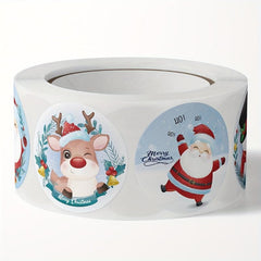 500pcs Cartoon Merry Christmas Santa Sticker Roll Xmas Cards Packa