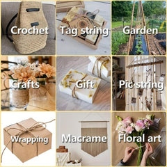 Natural Jute Twine 328ft 100m Long Twine Crafts Gift Wrapping Packing Gardening