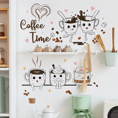 Coffee Cup Wall Sticker Coffee Time Decals for Coffee Shop Dinning Room Decor