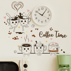 Coffee Cup Wall Sticker Coffee Time Decals for Coffee Shop Dinning Room Decor