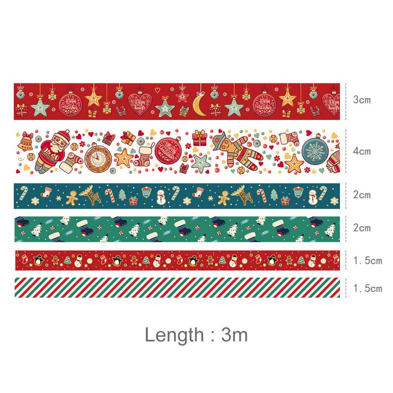 6pcs Christmas Washi Tape Set for DIY Crafts Gift Wrapping Scrapbooking