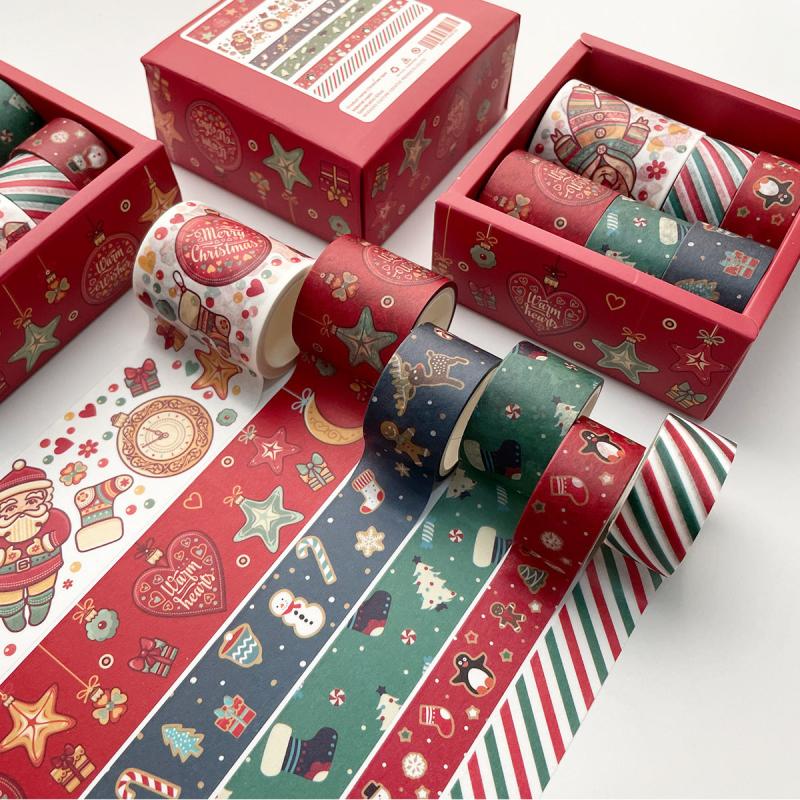 6pcs Christmas Washi Tape Set for DIY Crafts Gift Wrapping Scrapbooking