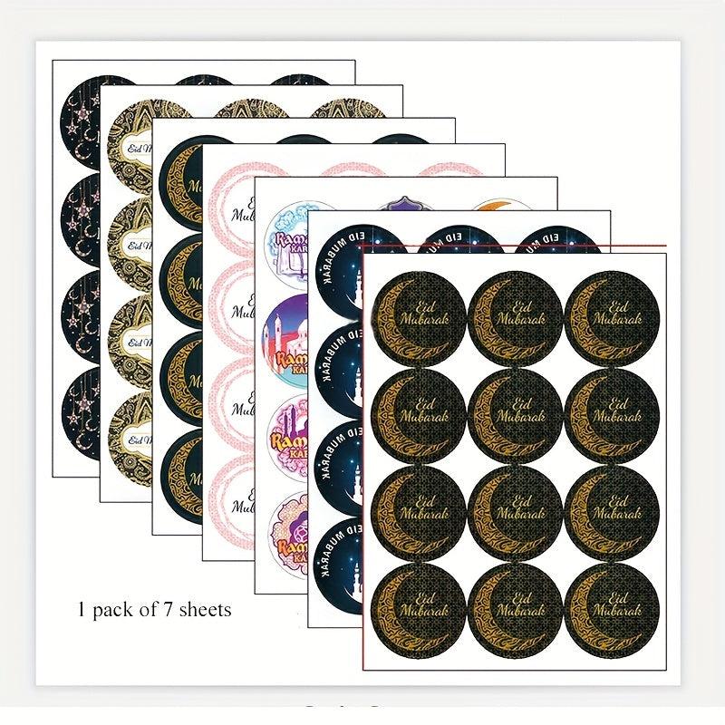 Eid Stickers 7 Sheets Decoration Happy Eid Mubarak