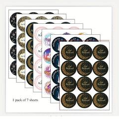 Eid Stickers 7 Sheets Decoration Happy Eid Mubarak