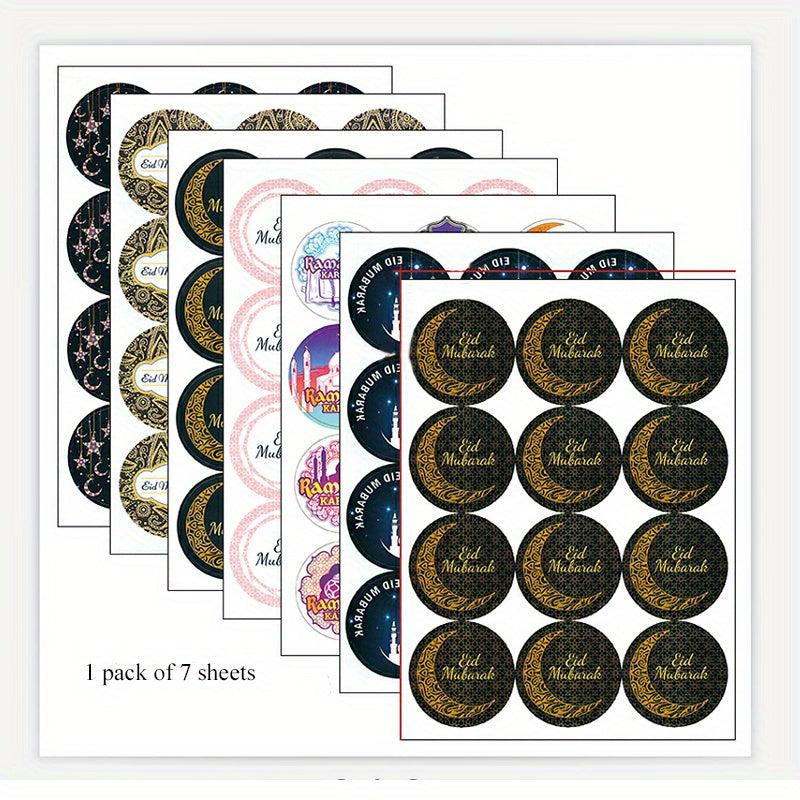 Eid Stickers 7 Sheets Decoration Happy Eid Mubarak