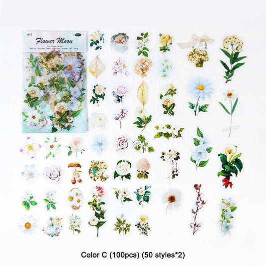 100 Vintage Floral Stickers Blooming Flowers For DIY Art Crafts