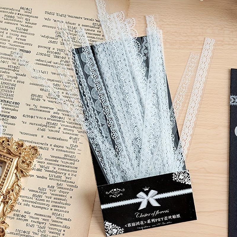 30pcs Waterproof Lace Stickers for Scrapbooking DIY Journals