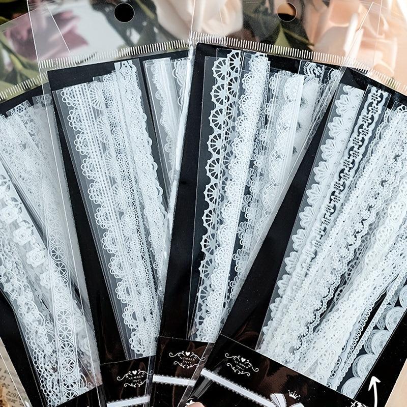 30pcs Waterproof Lace Stickers for Scrapbooking DIY Journals
