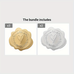 50pcs Golden/Silvery Heart Envelope Seals for Wedding Invitations