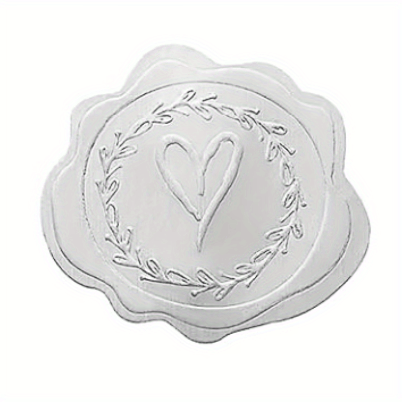 50pcs Golden/Silvery Heart Envelope Seals for Wedding Invitations