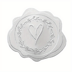 50pcs Golden/Silvery Heart Envelope Seals for Wedding Invitations