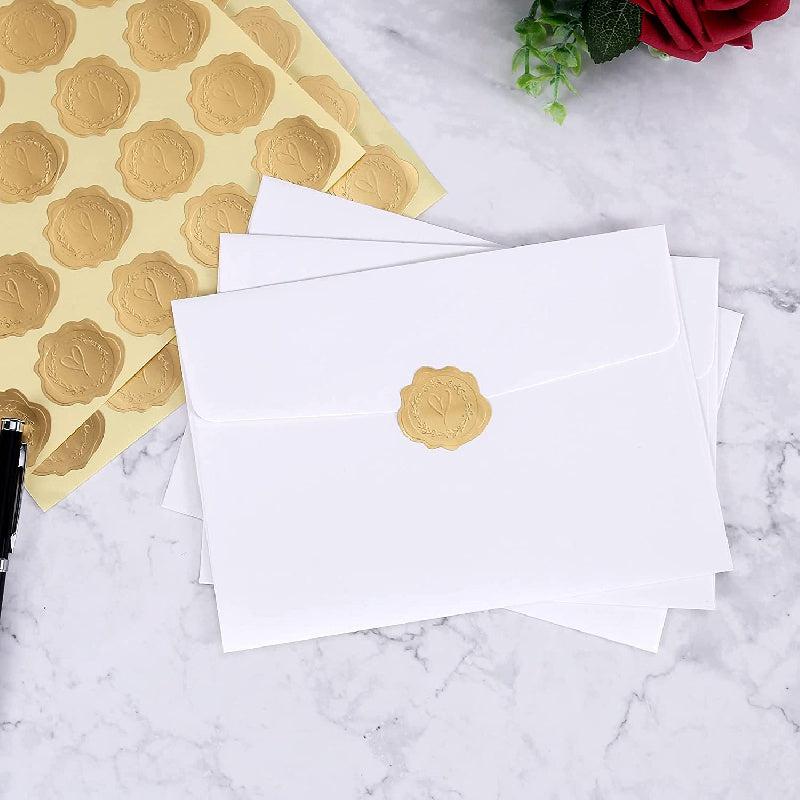 50pcs Golden/Silvery Heart Envelope Seals for Wedding Invitations