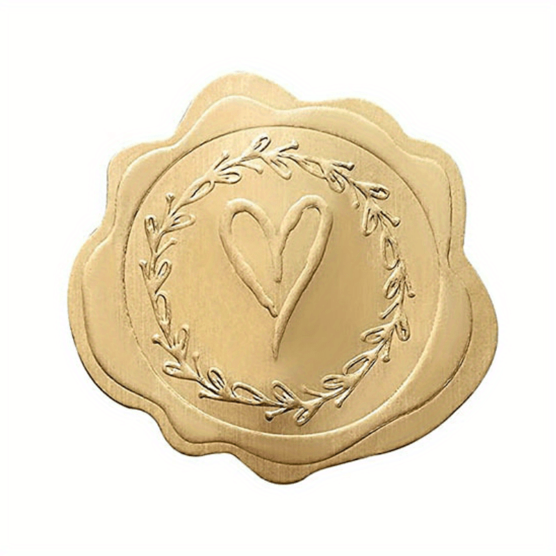 50pcs Golden/Silvery Heart Envelope Seals for Wedding Invitations