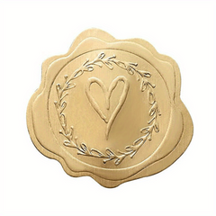 50pcs Golden/Silvery Heart Envelope Seals for Wedding Invitations