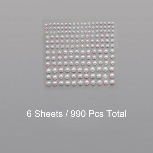 990pcs Self Adhesive Pearl Stickers for Crafts Beauty Home Decor 3-6mm