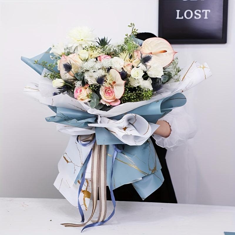 4pcs Marble Pattern Wrapping Paper Flower Art Bouquet Flower Packaging